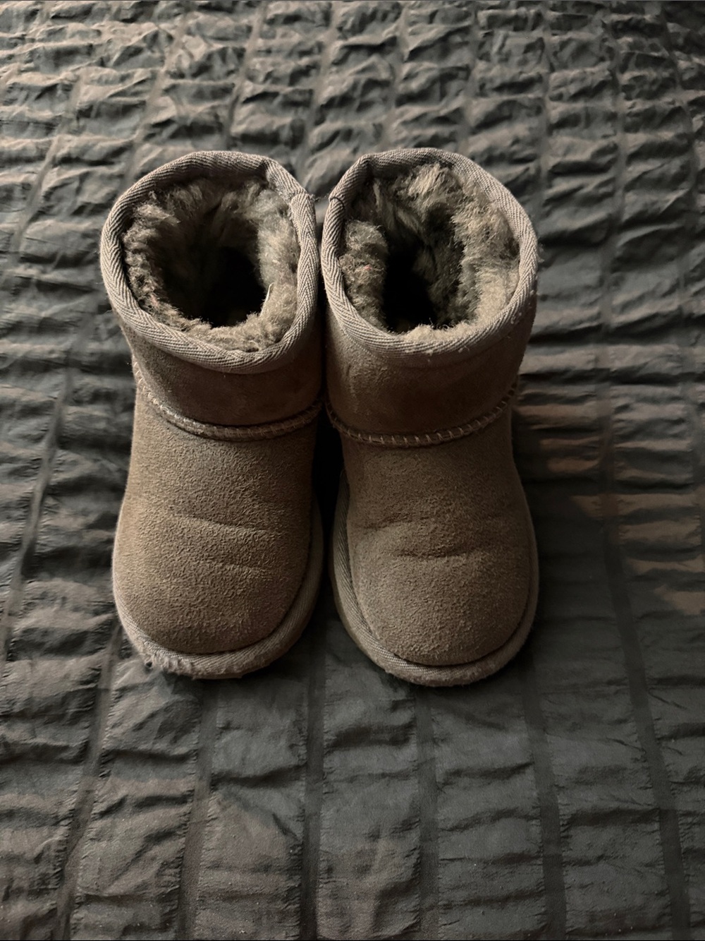 Kids Cozy Gray Faux-Suede One Piece UGG Boots
